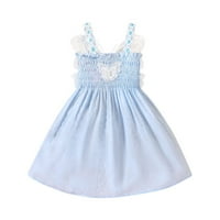 Pimfylm сладки пролетни рокли бебе момичета туту рокля малко дете парти тюл sundress princess рокли пречистени памучно синьо 6- години
