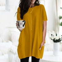 Дамски блузи о-не-чист разхлабени твърди жени ризи под $ плюс разстояние разстояние жълт 3xl